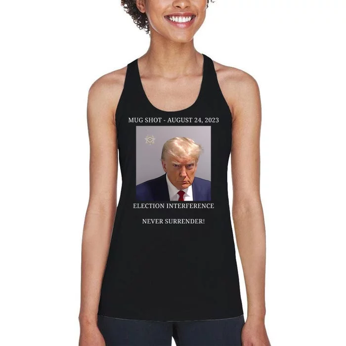 Election Interference Donald Trump Mugshot Women's Racerback Tank