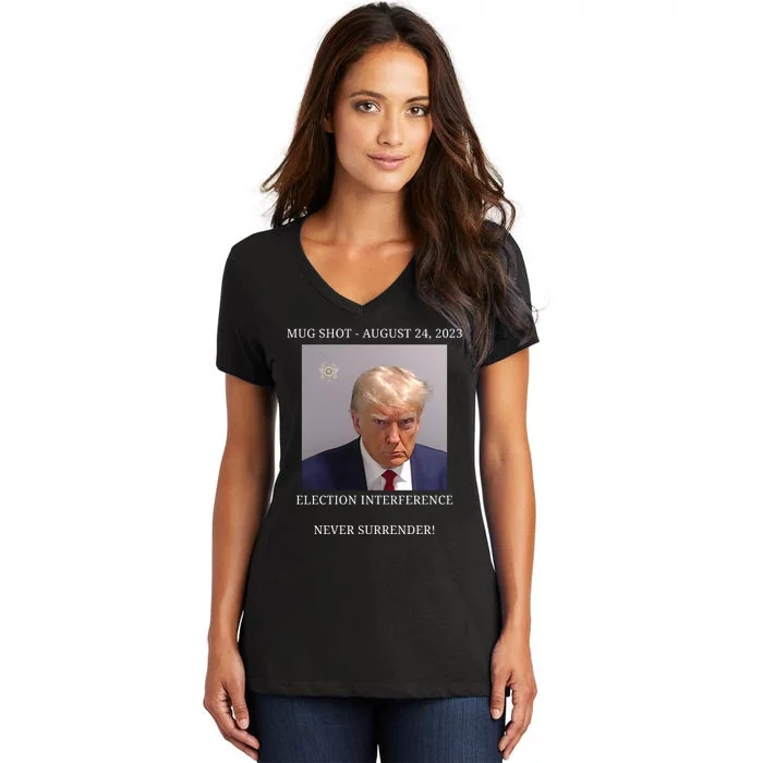 Election Interference Donald Trump Mugshot Women's V-Neck T-Shirt