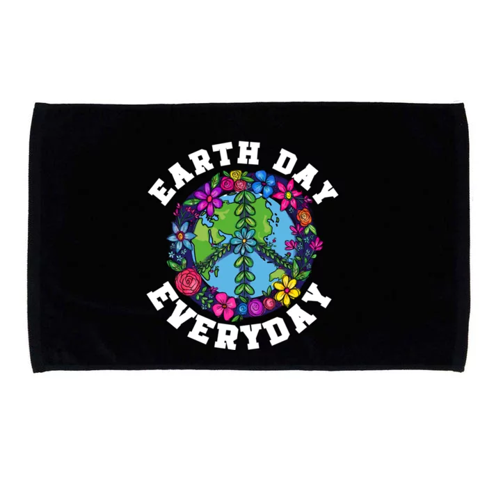 Everyday Is Earth Day Flowers Earth Peace Sign Earth Day Gift Microfiber Hand Towel