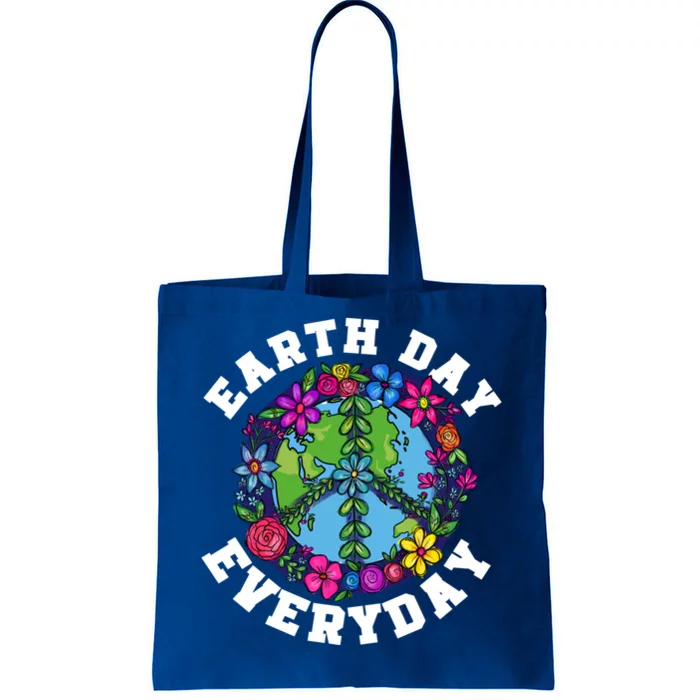 Everyday Is Earth Day Flowers Earth Peace Sign Earth Day Gift Tote Bag