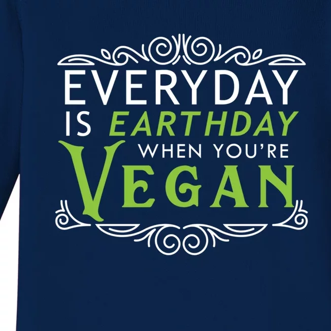 Everyday Is Earth Day Vegan Environt Awareness Vegetarian Cute Gift Baby Long Sleeve Bodysuit