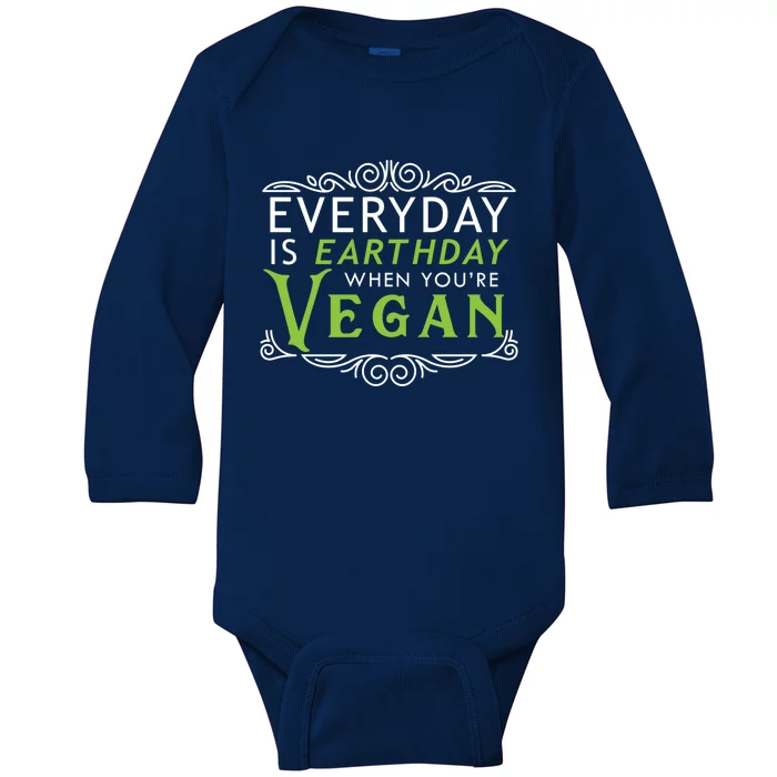 Everyday Is Earth Day Vegan Environt Awareness Vegetarian Cute Gift Baby Long Sleeve Bodysuit