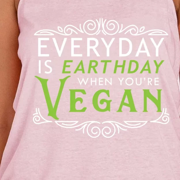 Everyday Is Earth Day Vegan Environt Awareness Vegetarian Cute Gift Women's Knotted Racerback Tank