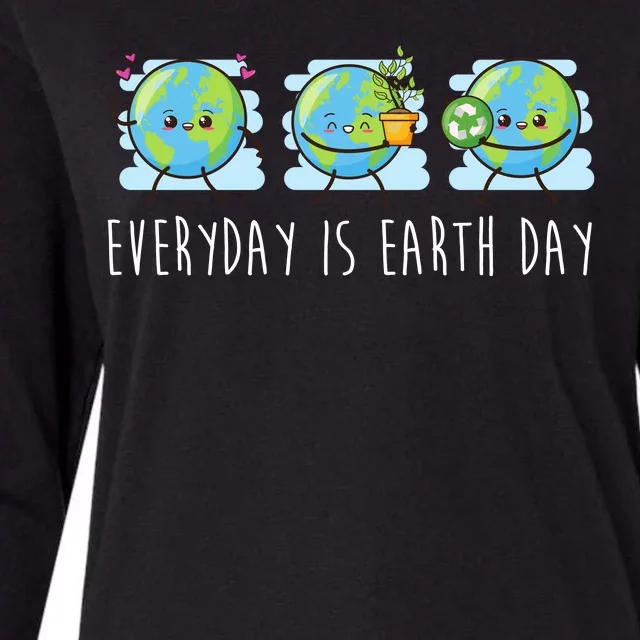 Everyday Is Earth Day Cute Planet Awareness Womens Cotton Relaxed Long Sleeve T-Shirt