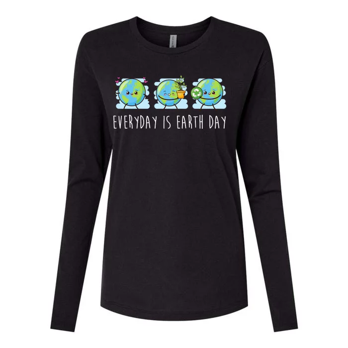 Everyday Is Earth Day Cute Planet Awareness Womens Cotton Relaxed Long Sleeve T-Shirt