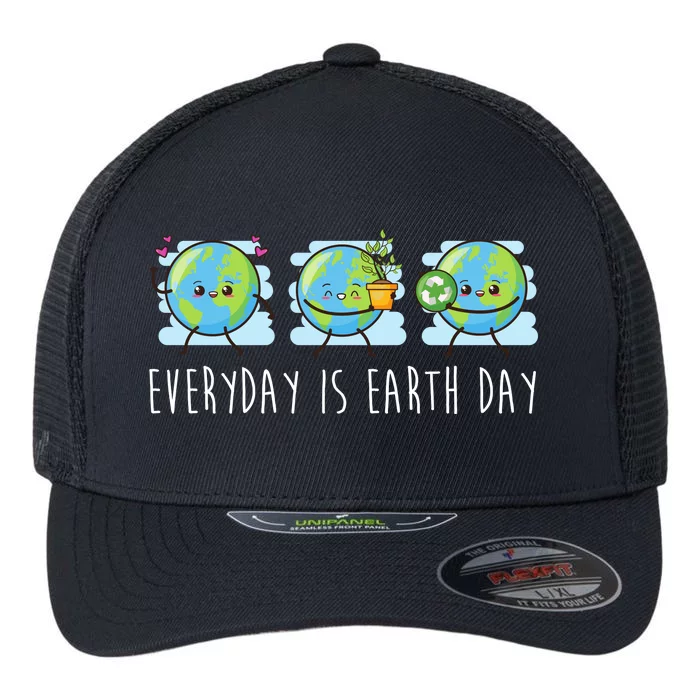 Everyday Is Earth Day Cute Planet Awareness Flexfit Unipanel Trucker Cap