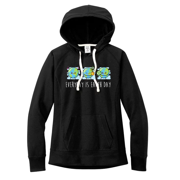 Everyday Is Earth Day Cute Planet Awareness Women's Fleece Hoodie