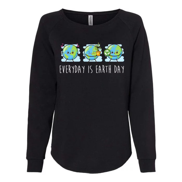 Everyday Is Earth Day Cute Planet Awareness Womens California Wash Sweatshirt