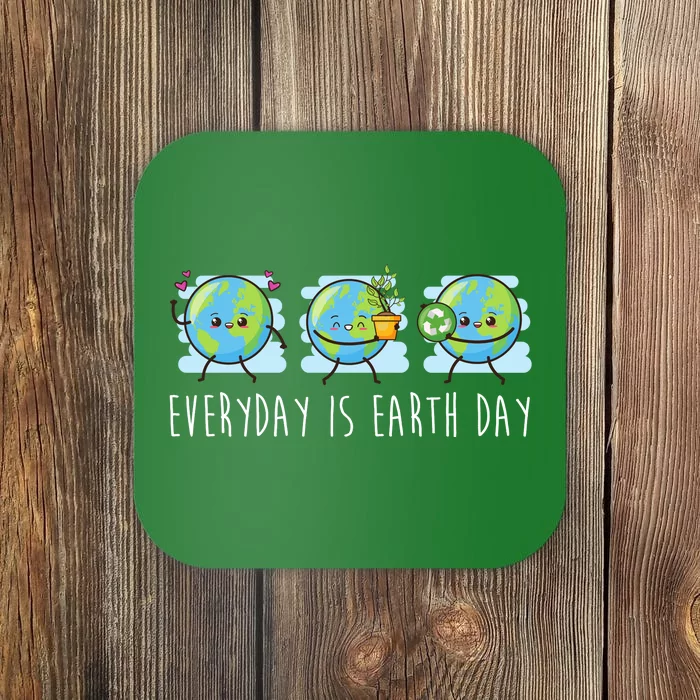 Everyday Is Earth Day Cute Planet Awareness Coaster