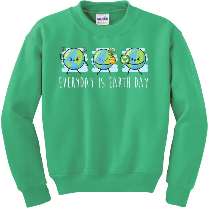 Everyday Is Earth Day Cute Planet Awareness Kids Sweatshirt