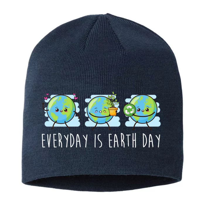 Everyday Is Earth Day Cute Planet Awareness 8 1/2in Sustainable Knit Beanie