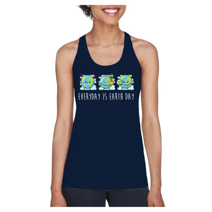 Everyday Is Earth Day Cute Planet Awareness Women's Racerback Tank