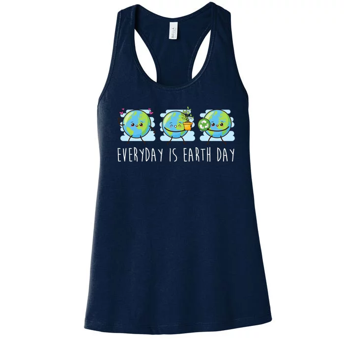 Everyday Is Earth Day Cute Planet Awareness Women's Racerback Tank