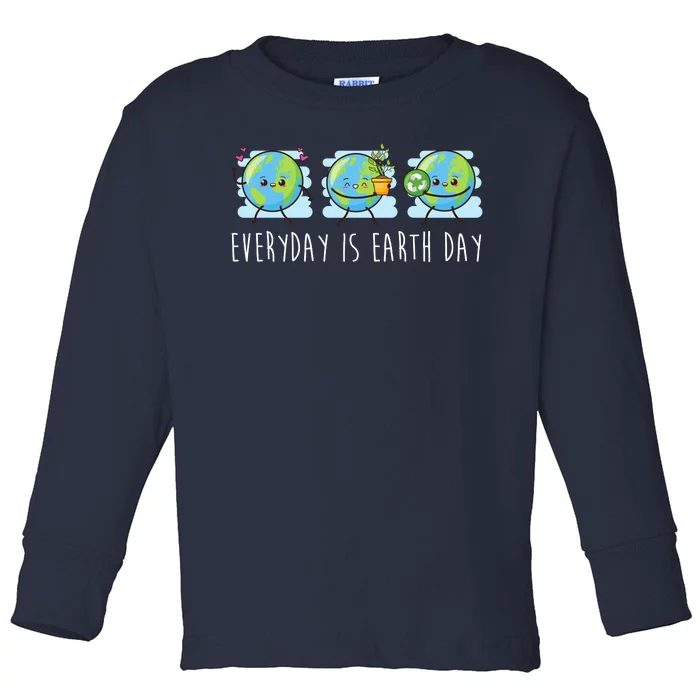 Everyday Is Earth Day Cute Planet Awareness Toddler Long Sleeve Shirt