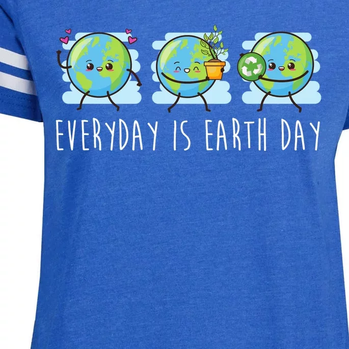 Everyday Is Earth Day Cute Planet Awareness Enza Ladies Jersey Football T-Shirt