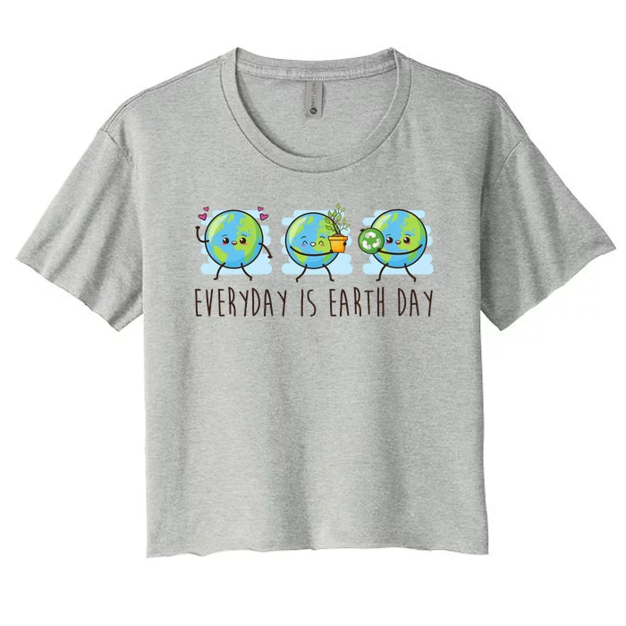 Everyday Is Earth Day Cute Planet Awareness Women's Crop Top Tee