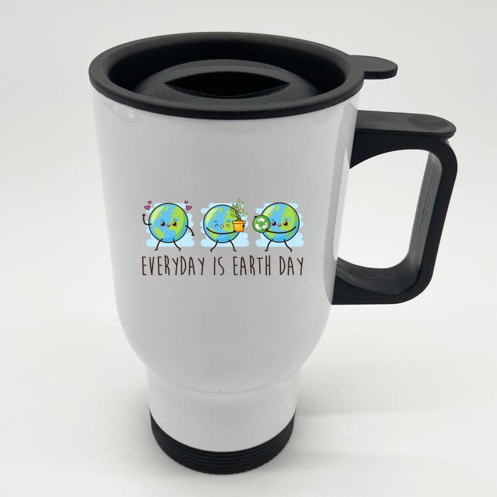 Everyday Is Earth Day Cute Planet Awareness Front & Back Stainless Steel Travel Mug