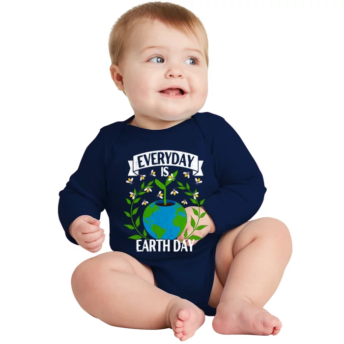 Everyday Is Earth Day Cool Gift Love Our Planet Cool Gift Vintage Style Gift Baby Long Sleeve Bodysuit