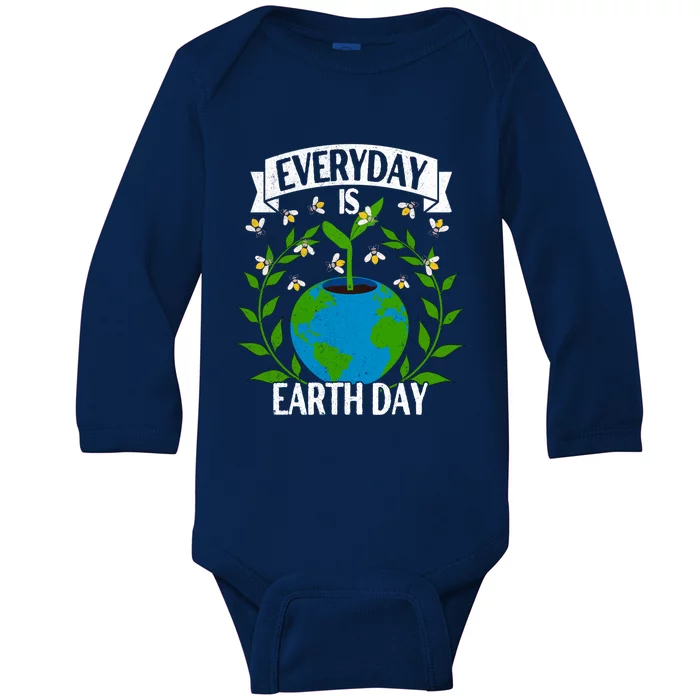 Everyday Is Earth Day Cool Gift Love Our Planet Cool Gift Vintage Style Gift Baby Long Sleeve Bodysuit