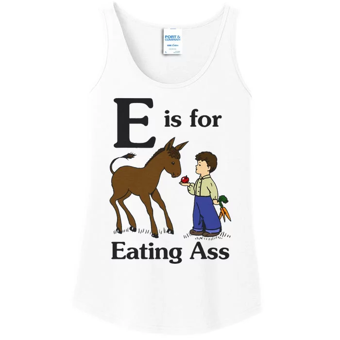 E Is For Eating Ass Funny Donkey Ladies Essential Tank