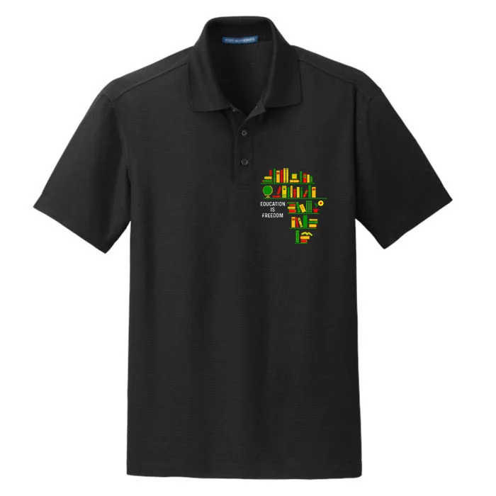 Education Is Freedom Book Reader Black History Month African Dry Zone Grid Performance Polo