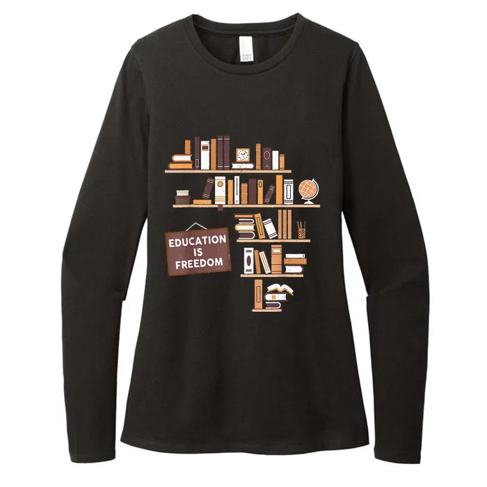 Education Is Freedom African American Black History Educator Womens CVC Long Sleeve Shirt