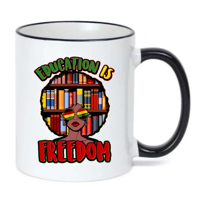 Education Is Freedom Black History Book Reading Lover Black Color Changing Mug