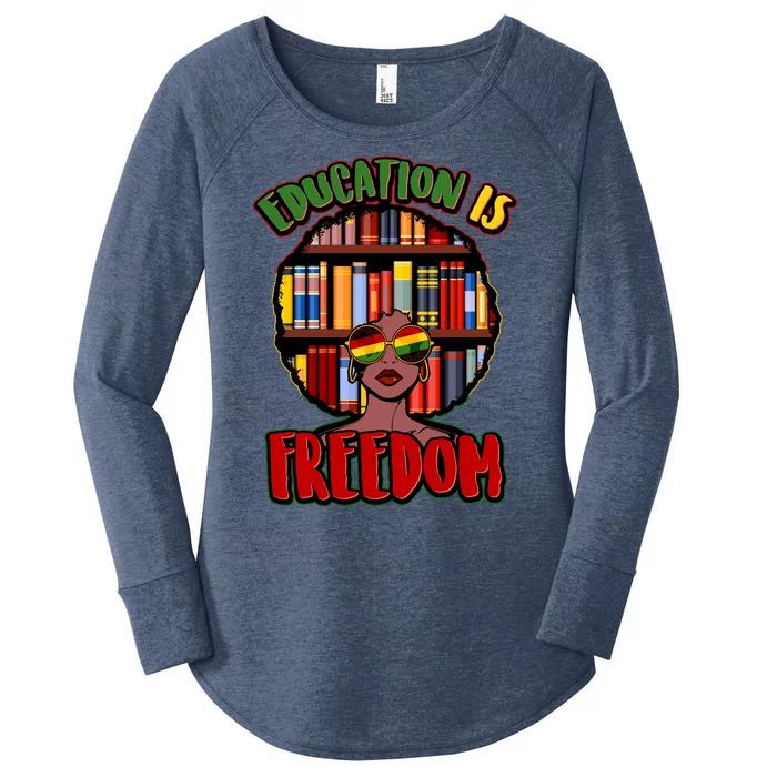 Education Is Freedom Black History Book Reading Lover Women's Perfect Tri Tunic Long Sleeve Shirt