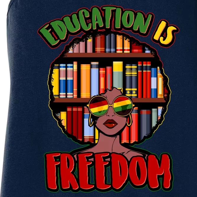 Education Is Freedom Black History Book Reading Lover Women's Racerback Tank