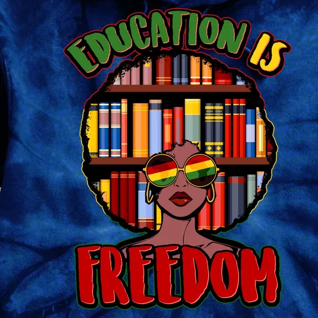 Education Is Freedom Black History Book Reading Lover Tie Dye Hoodie