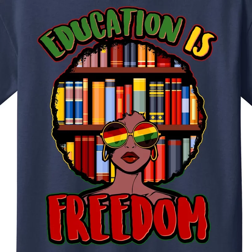 Education Is Freedom Black History Book Reading Lover Kids T-Shirt