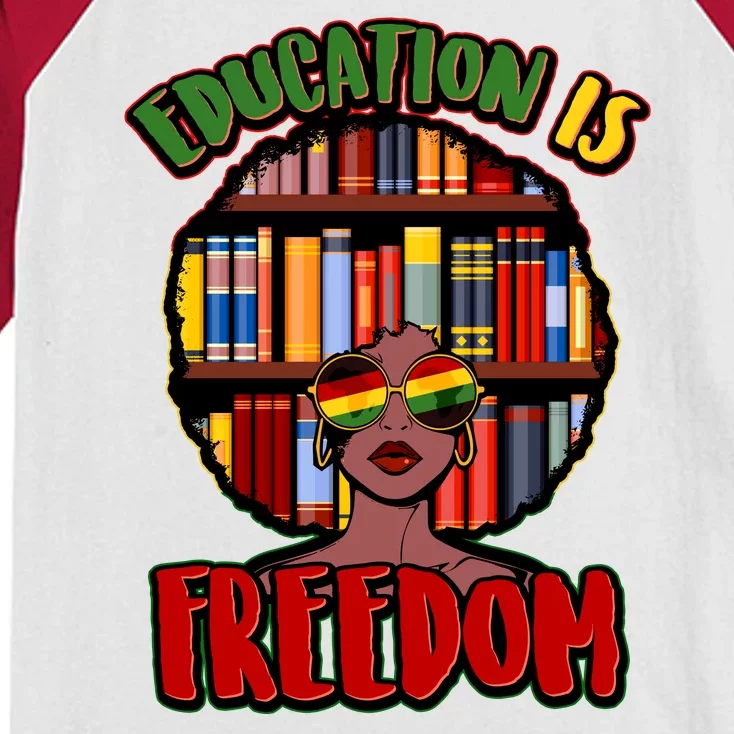 Education Is Freedom Black History Book Reading Lover Kids Colorblock Raglan Jersey