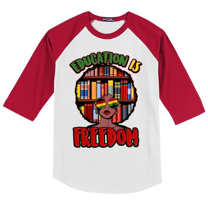 Education Is Freedom Black History Book Reading Lover Kids Colorblock Raglan Jersey