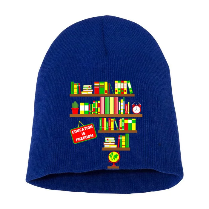 Education Is Freedom Library Book Juneteenth Black History Gift Short Acrylic Beanie