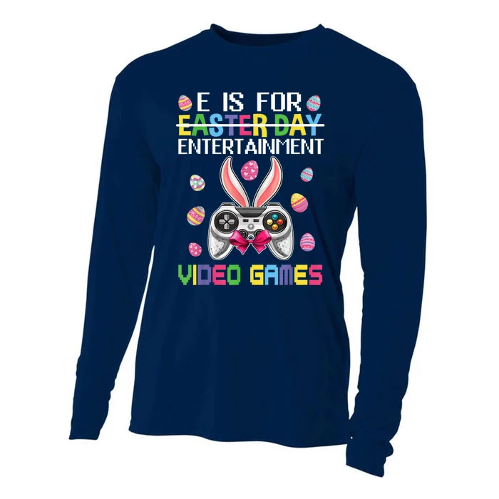 E Is For Entertainment Video Games Easter Day Gaming Lovers Cooling Performance Long Sleeve Crew