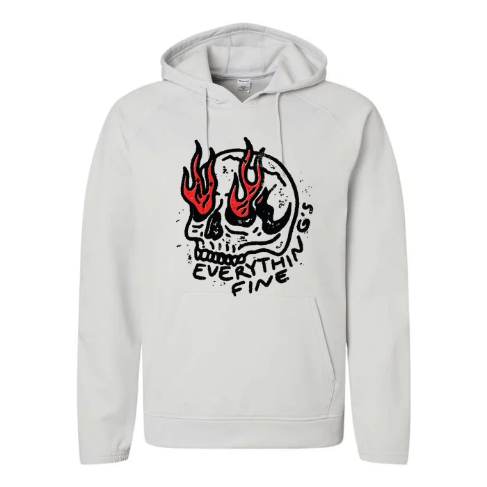 Everything Is Fine Skeleton Performance Fleece Hoodie