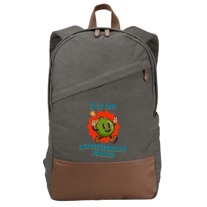 E Is For Existential Dread Retro Toon Bomb Funny Dark Humor Cotton Canvas Backpack