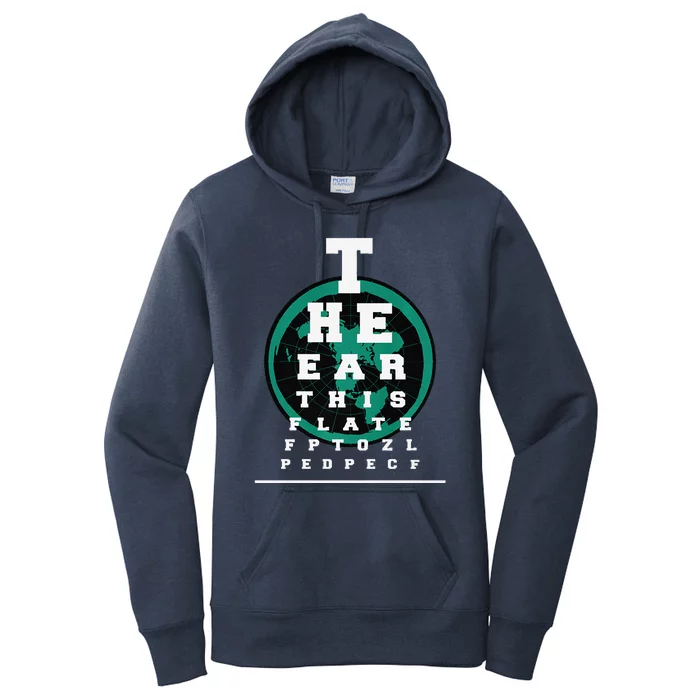 Earth Is Flat Earth Day Funny Eye Chart Gift Women's Pullover Hoodie