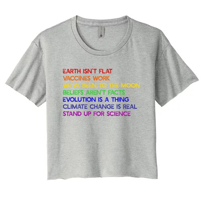 EARTH ISN'T FLAT STAND UP FOR SCIENCE REAL Earth Day Women's Crop Top Tee