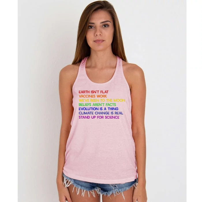 EARTH ISN'T FLAT STAND UP FOR SCIENCE REAL Earth Day Women's Knotted Racerback Tank