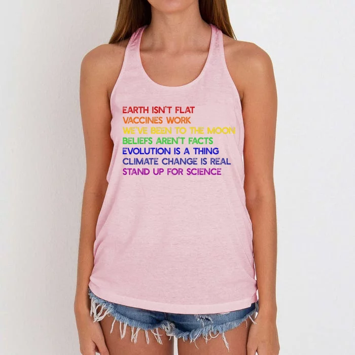 EARTH ISN'T FLAT STAND UP FOR SCIENCE REAL Earth Day Women's Knotted Racerback Tank