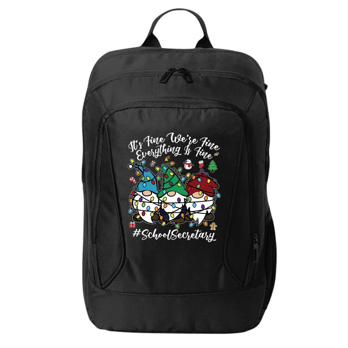 Everything Is Fine Christmas School Secretary Cute Gnomies Gift City Backpack