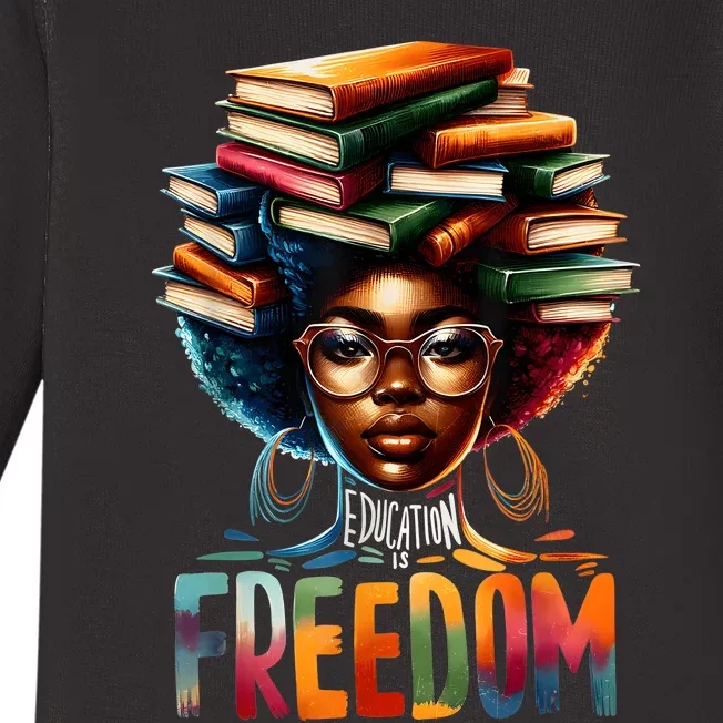 Education Is Freedom Black Teacher Books Black History Month Baby Long Sleeve Bodysuit