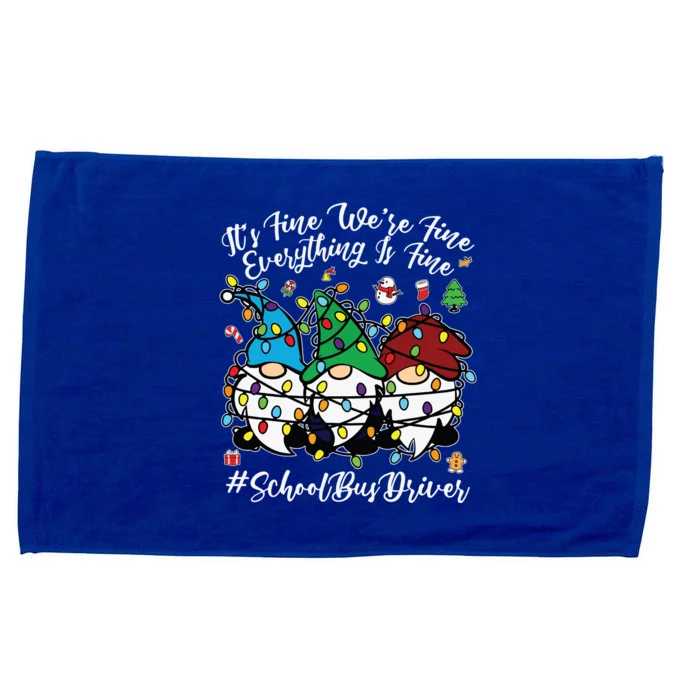 Everything Is Fine Christmas School Bus Driver Cute Gnomies Microfiber Hand Towel