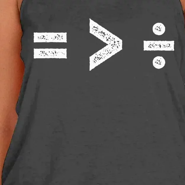 Equality Is Greater Than Division Symbols Women's Knotted Racerback Tank