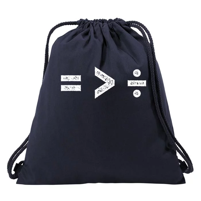 Equality Is Greater Than Division Symbols Drawstring Bag