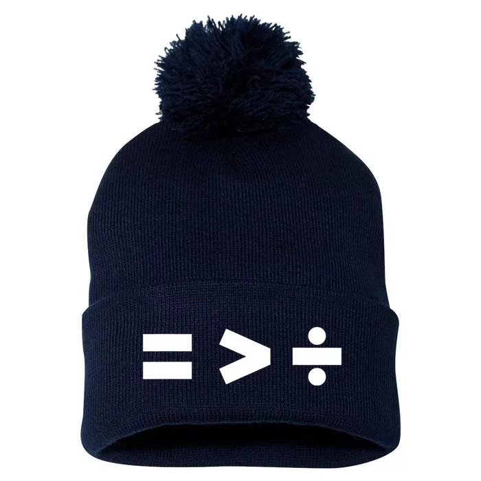 Equality Is Greater Than Division Math Symbols Equal Rights Pom Pom 12in Knit Beanie