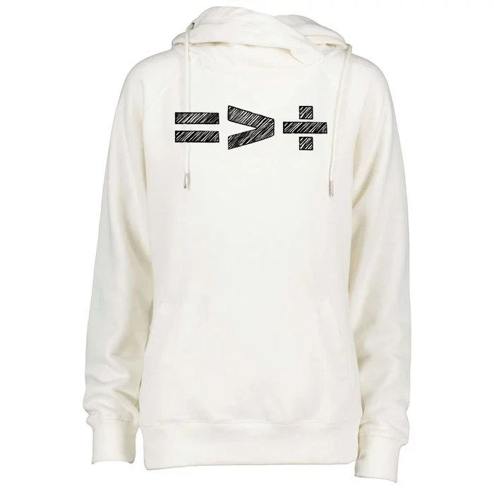 Equal Is Greater Than Divided Womens Funnel Neck Pullover Hood