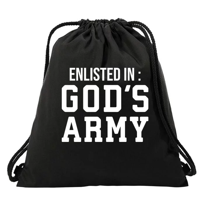 Enlisted In Gods Army Drawstring Bag