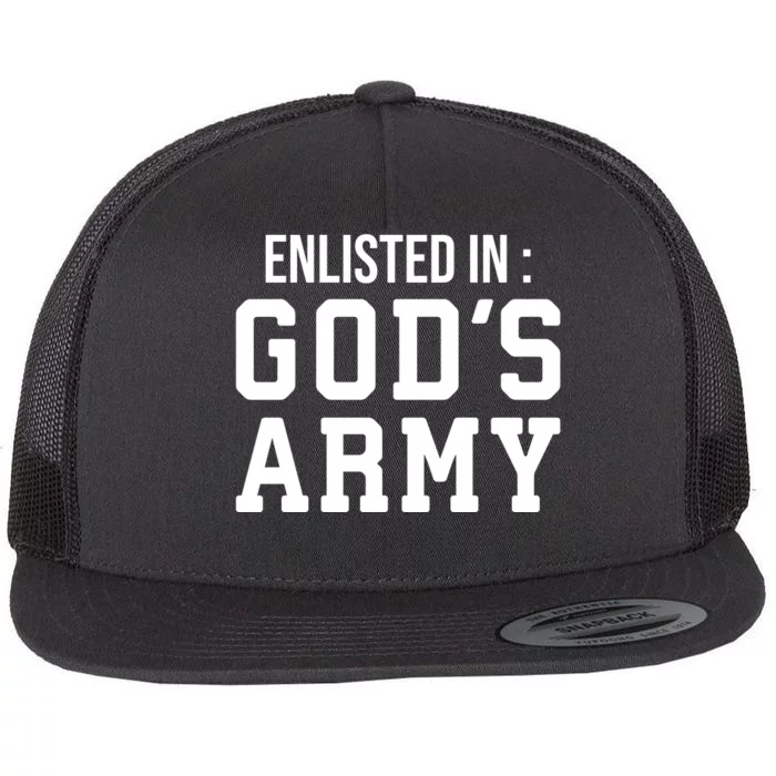 Enlisted In Gods Army Flat Bill Trucker Hat